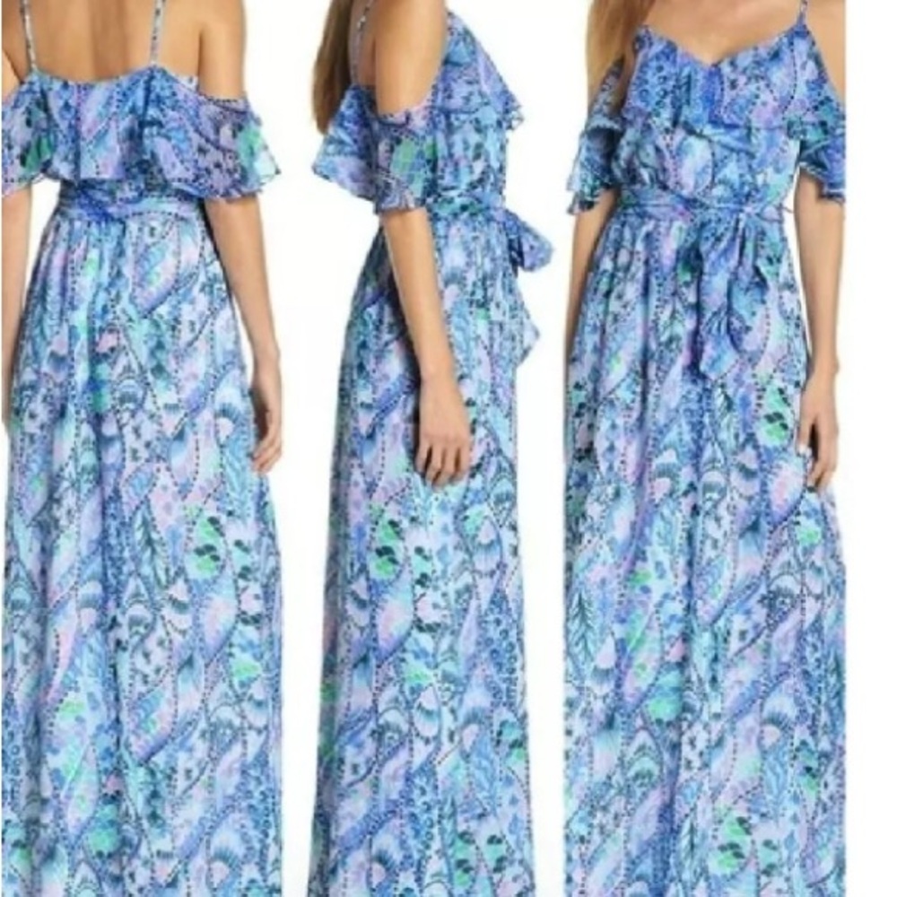 Lilly Pulitzer Blue and Green Maxi Dress